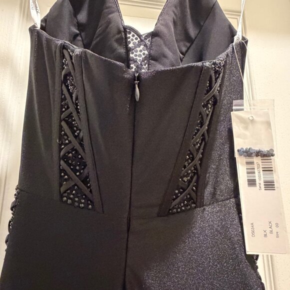 Jovani D5034 Black Elegant Embellished High Slit Dress Size 00 NWT - Picture 8 of 8